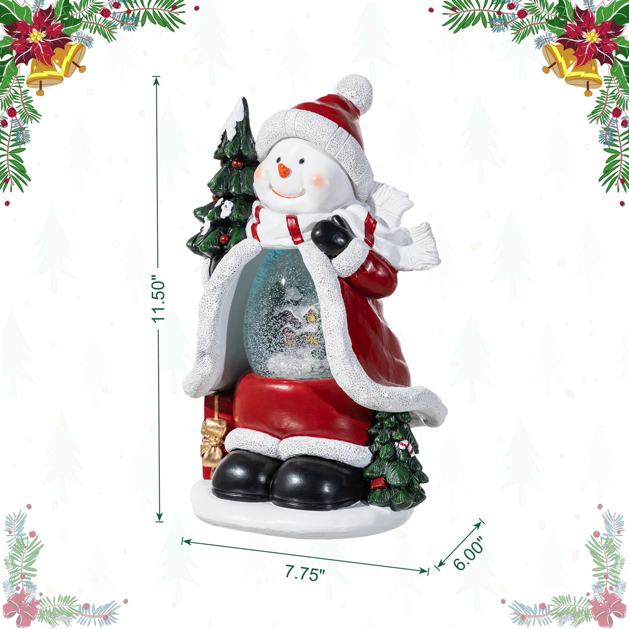 Glitzhome® 100mm Christmas Resin Lighted Snowflakes Snowman Waterglobe